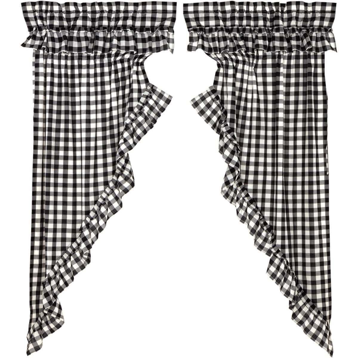 Annie Buffalo Check Ruffled Prairie Curtain - Black