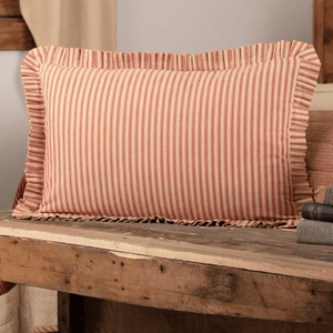 Rory Schoolhouse Red Ticking Stripe Pillow