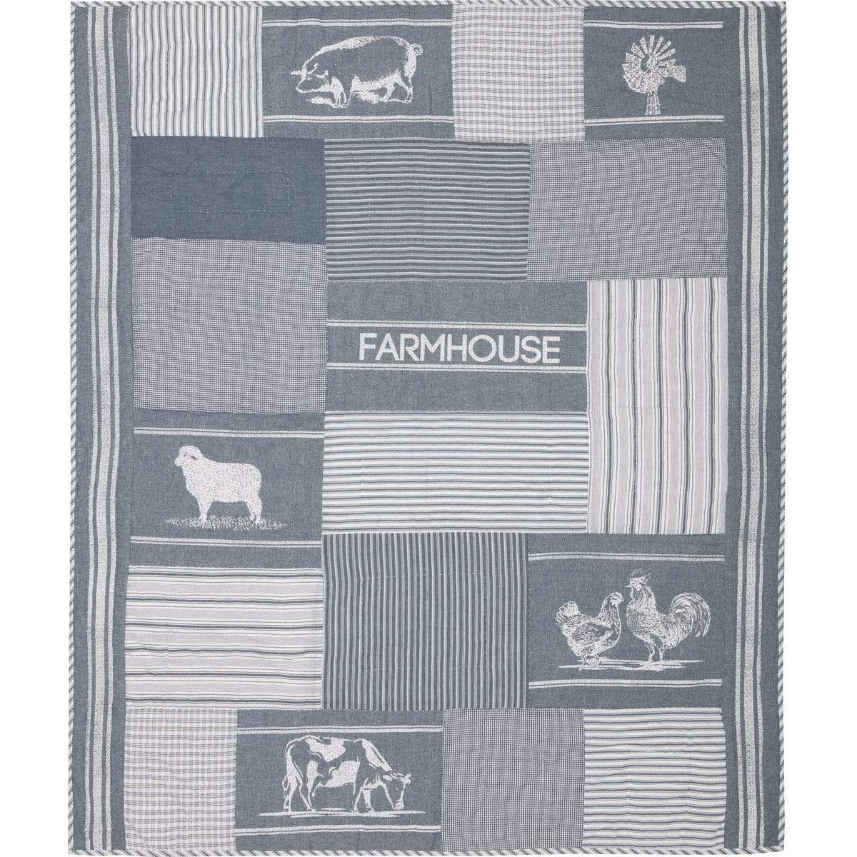 Sawyer Mill Blue Farm Animal Quilted Throw