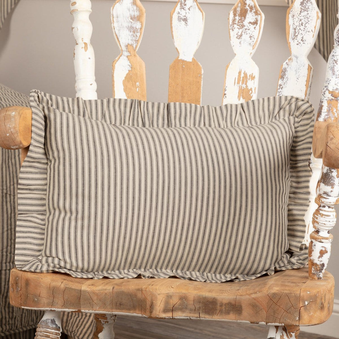 Sawyer Mill Charcoal Ticking Stripe Pillow