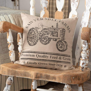 Sawyer Mill Charcoal Tractor Pillow