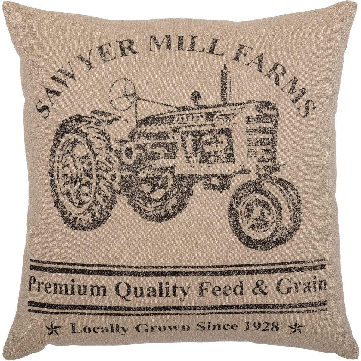 Sawyer Mill Charcoal Tractor Pillow