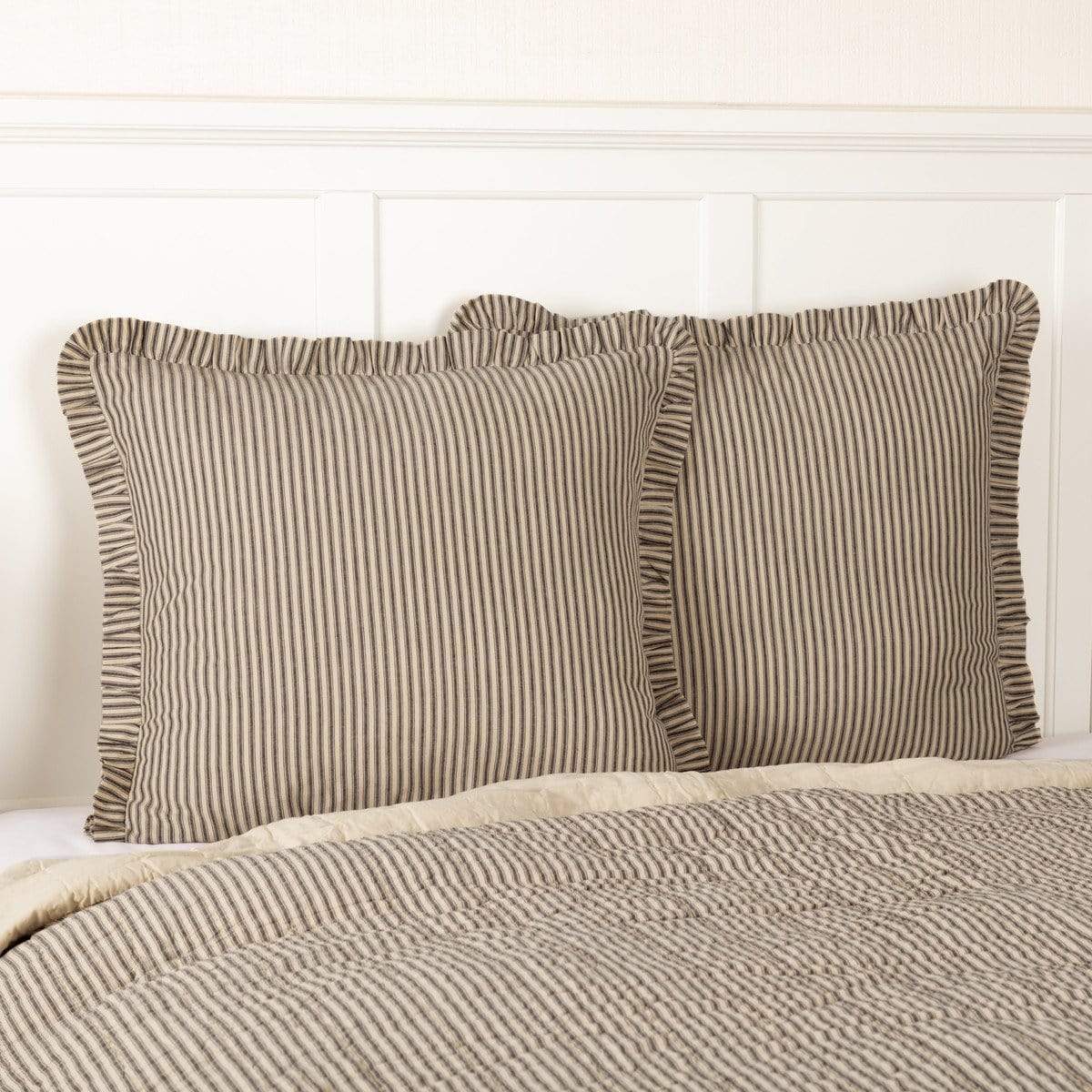 Sawyer Mill Charcoal Ticking Stripe Euro Sham