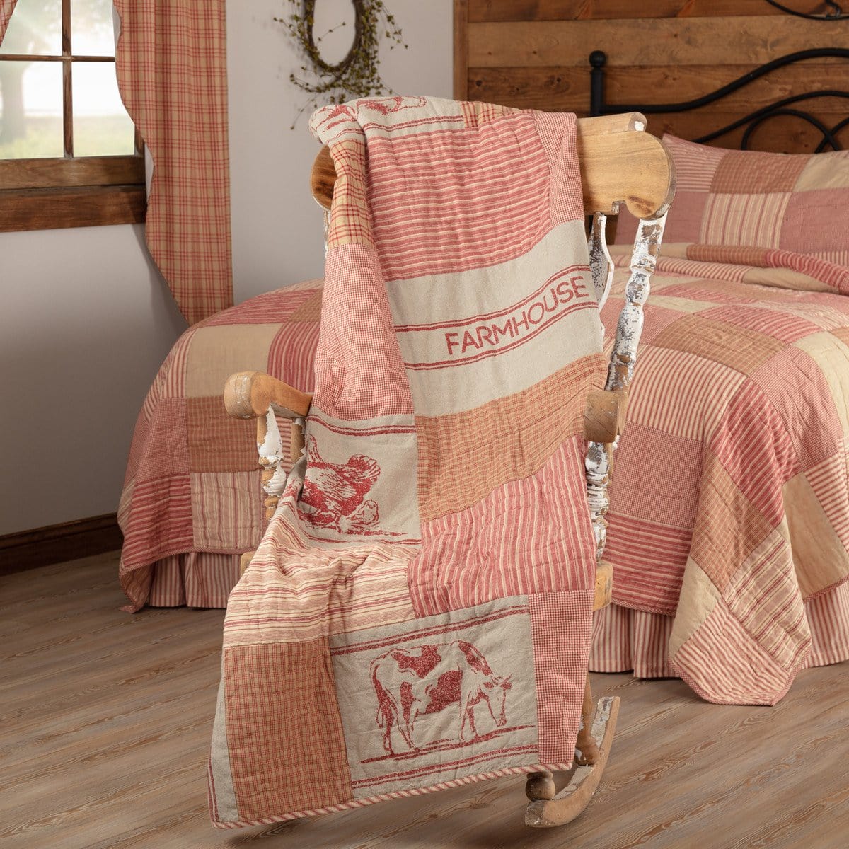 Sawyer Mill Red Farm Animal Quilted Throw