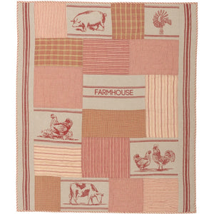 Sawyer Mill Red Farm Animal Quilted Throw