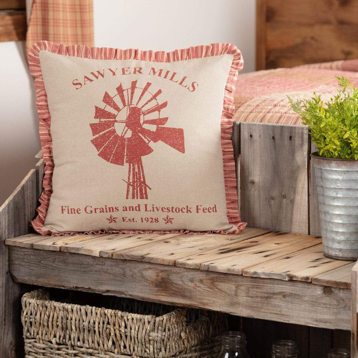 Sawyer Mill Red Windmill Pillow