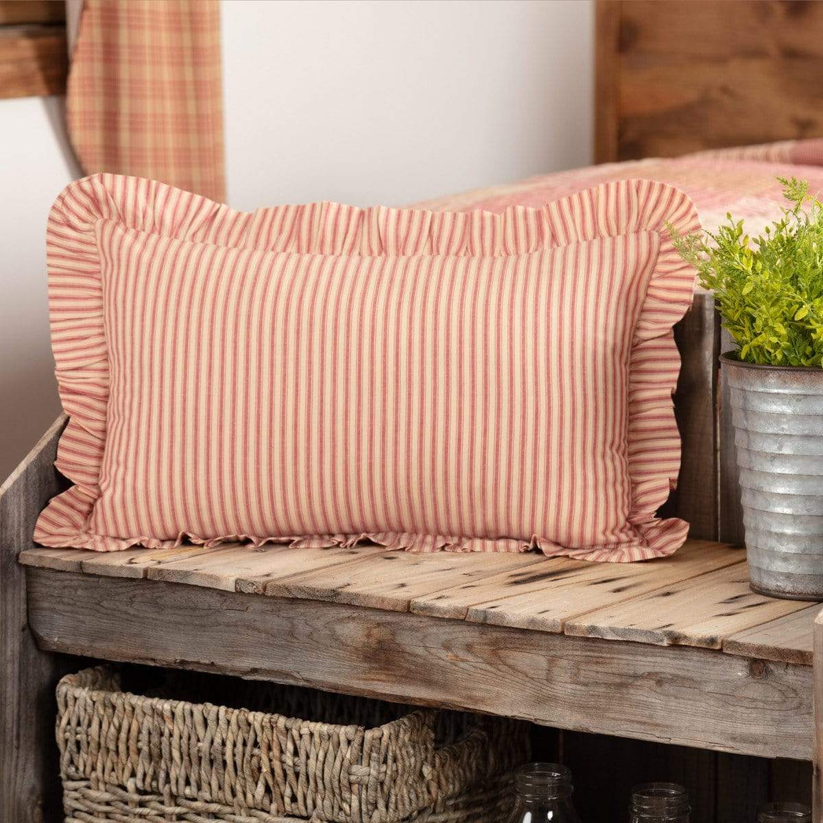 Sawyer Mill Red Ticking Stripe Pillow