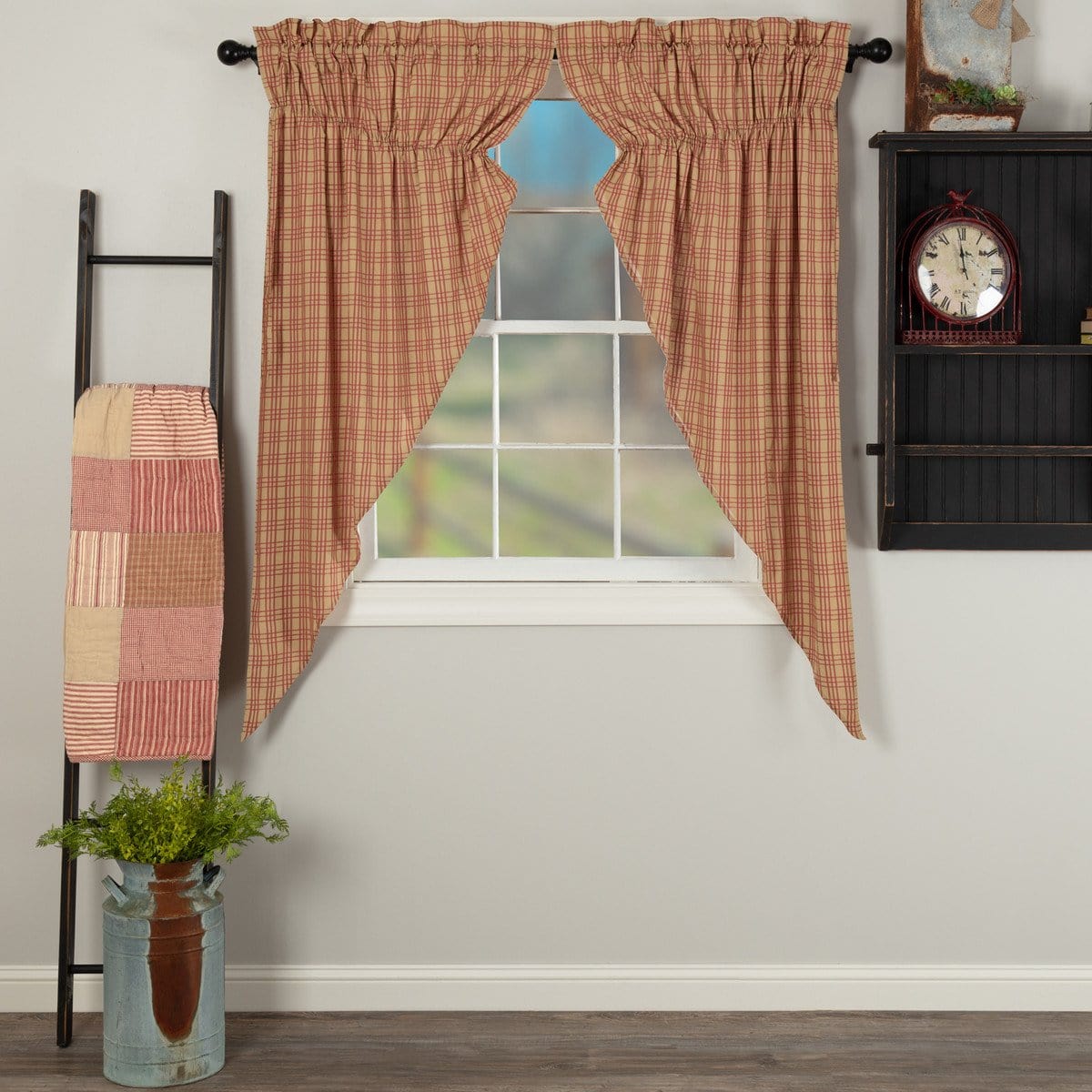 Sawyer Mill Red Plaid Prairie Curtain