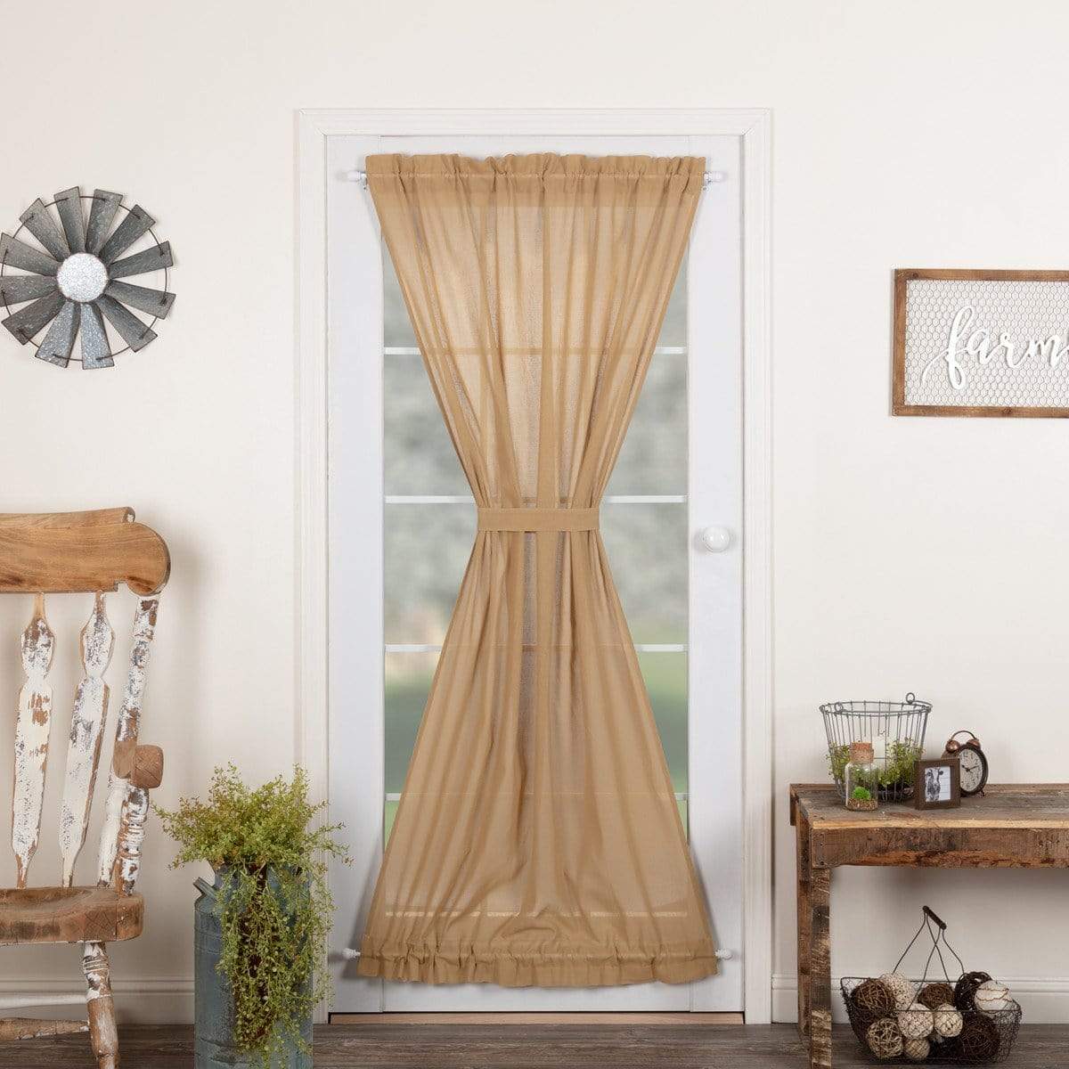 Tobacco Cloth Rustic Sheer Door Panel