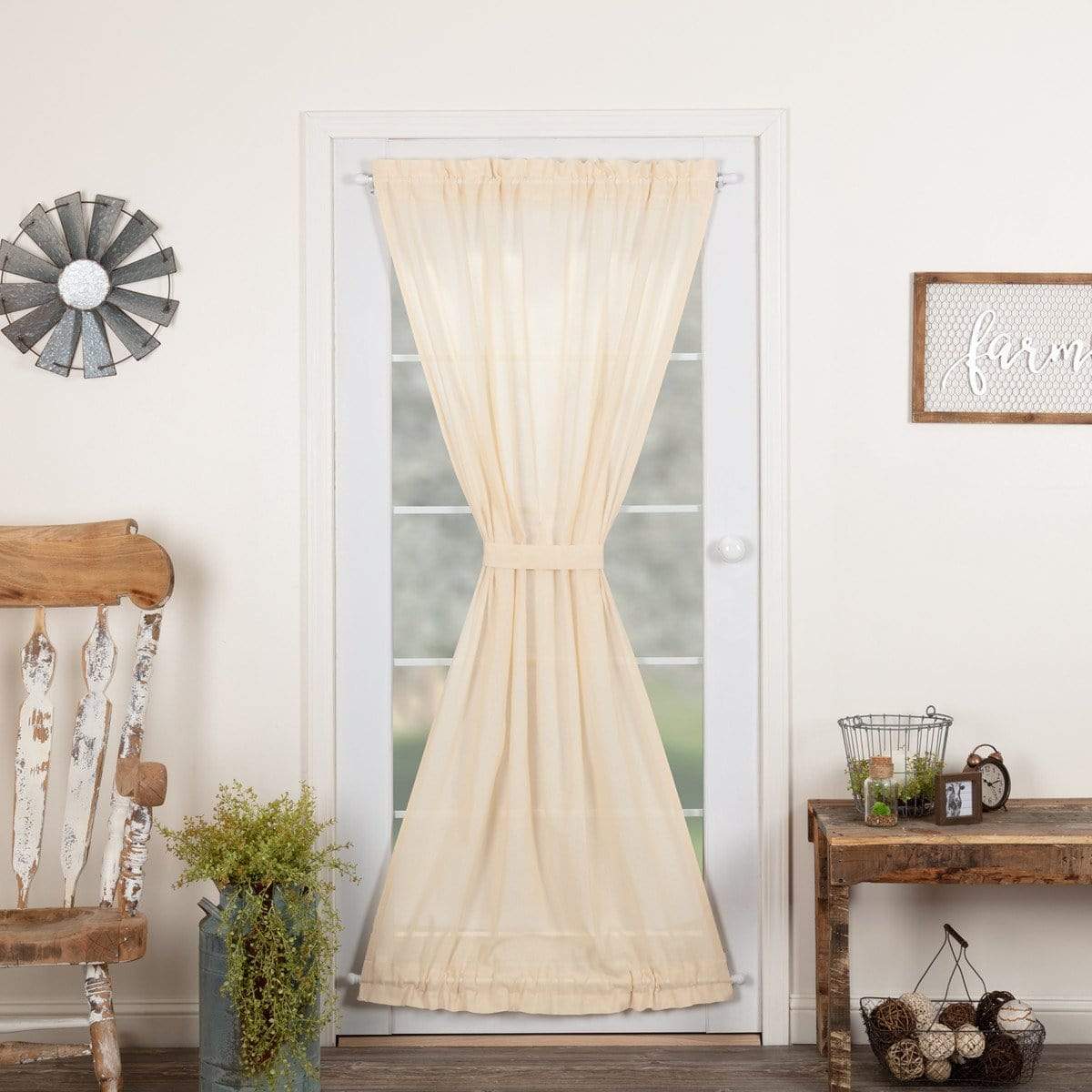 Tobacco Cloth Rustic Sheer Door Panel