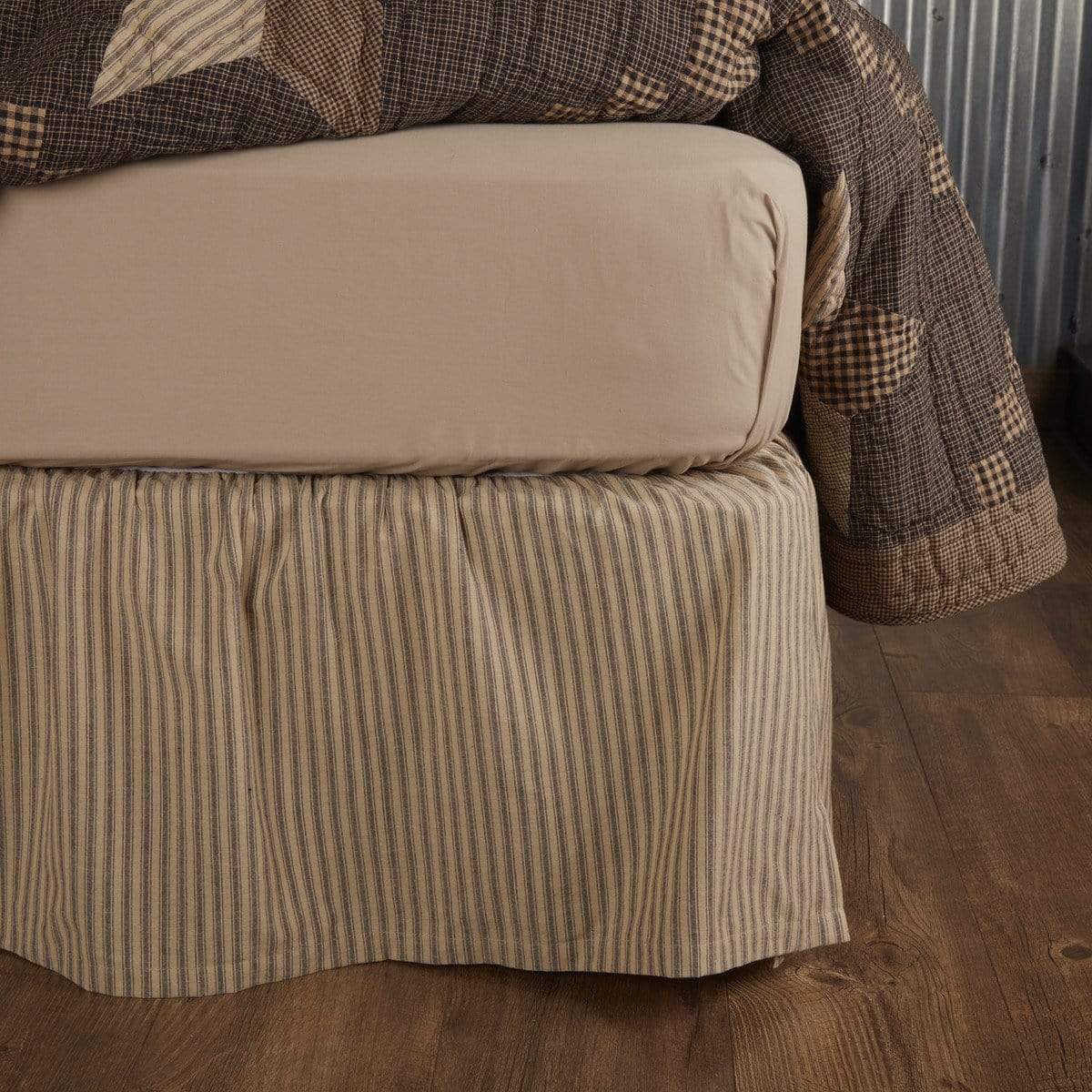 Farmhouse Star Ticking Stripe Bedskirt