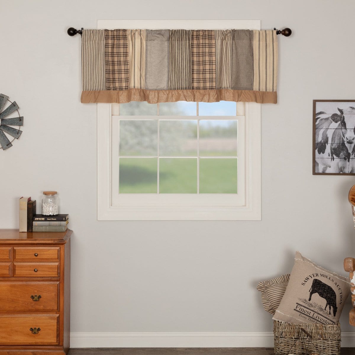 Sawyer Mill Charcoal Patchwork Valance