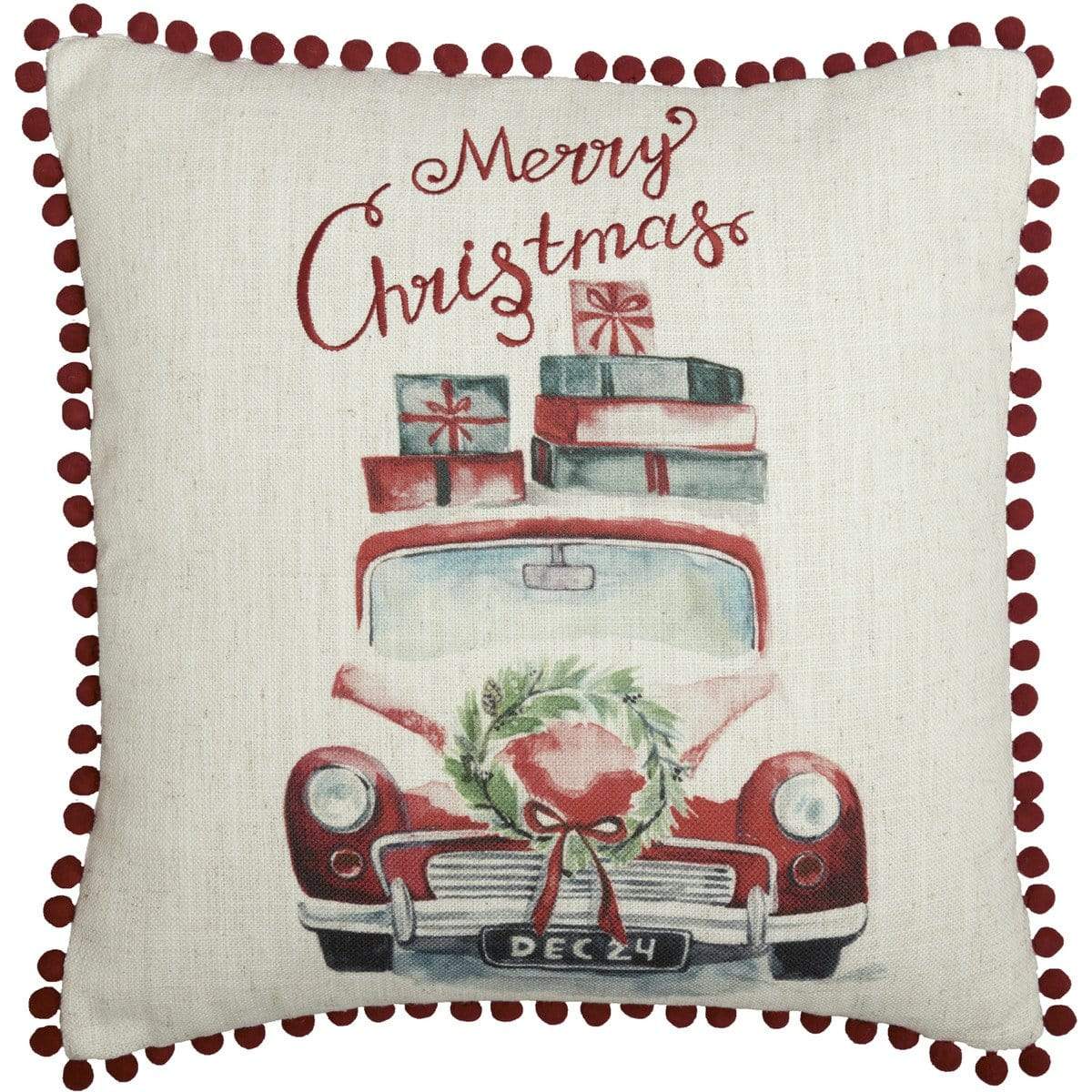 Merry Christmas Truck Pillow