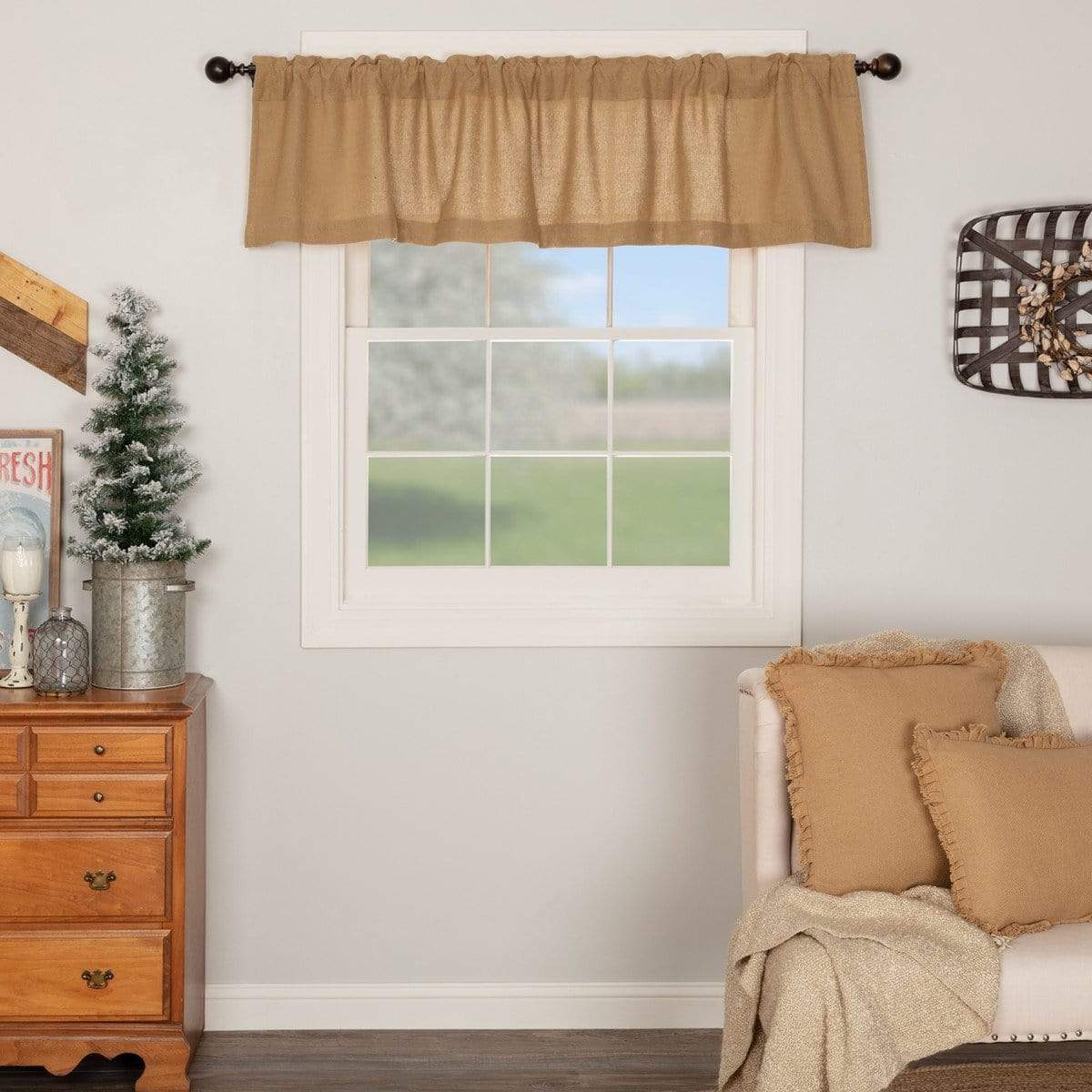 Burlap Natural Valance