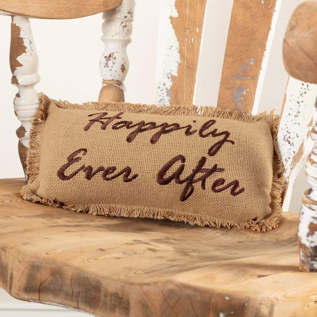 Burlap Natural Pillow Happily Ever After