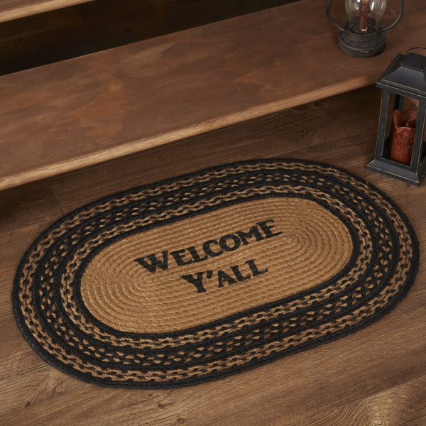 Farmhouse Welcome Y'all Oval Rug - Retro Barn Country Linens