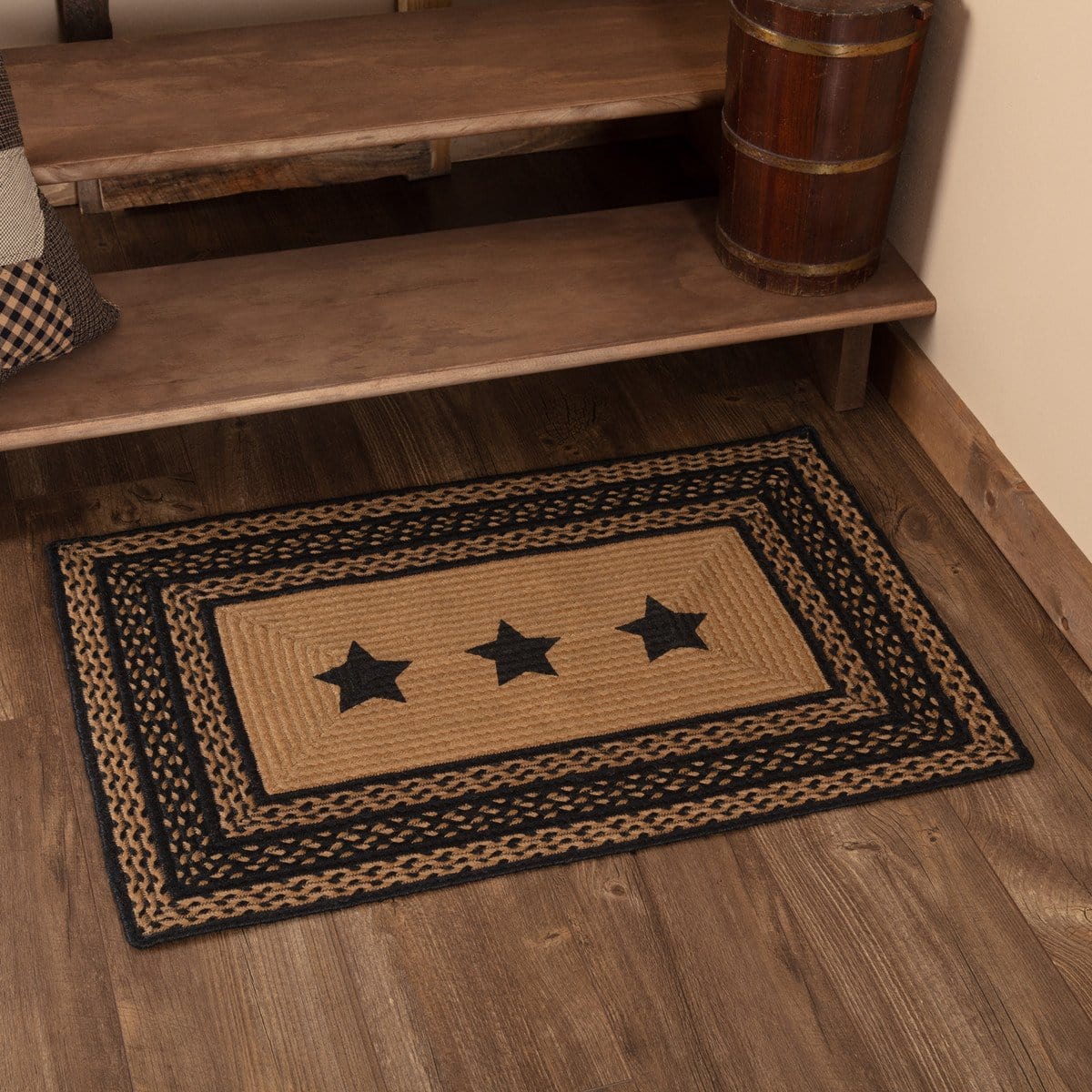Rustic Star Rugs Entry Rug Farmhouse Rectangle Stencil Star Rug - Retro Barn Country Linens