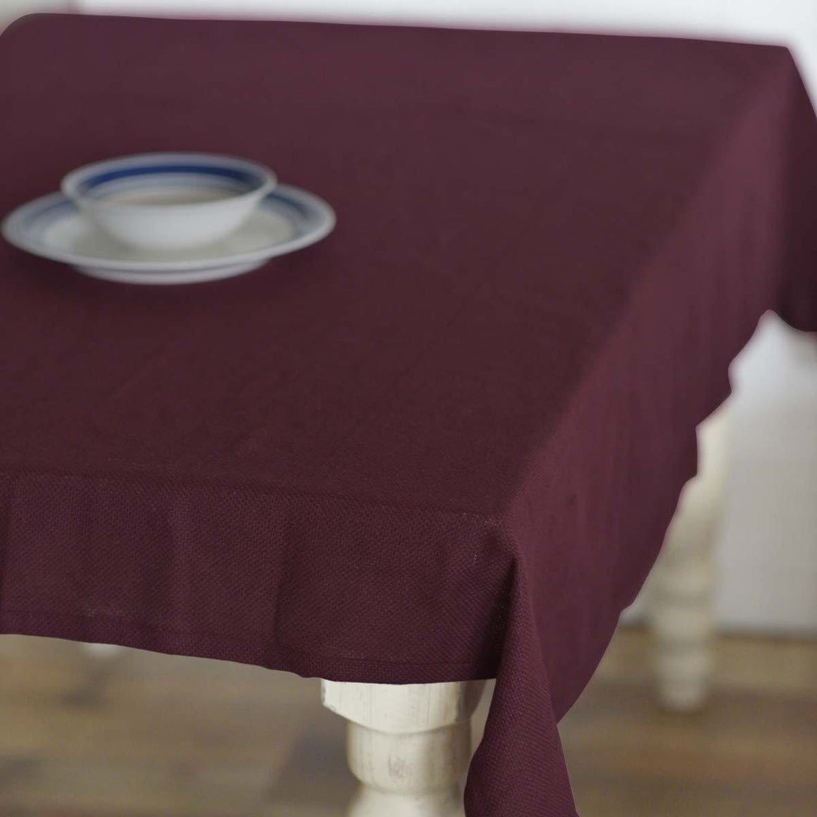 Burlap Merlot Rectangle Tablecloth