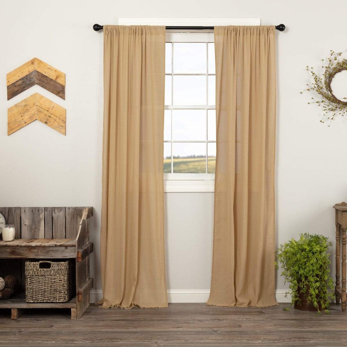 vhc tobacco cloth curtains Panel 96x40 Farmhouse or Vintage Tobacco Cloth Curtains Cottage