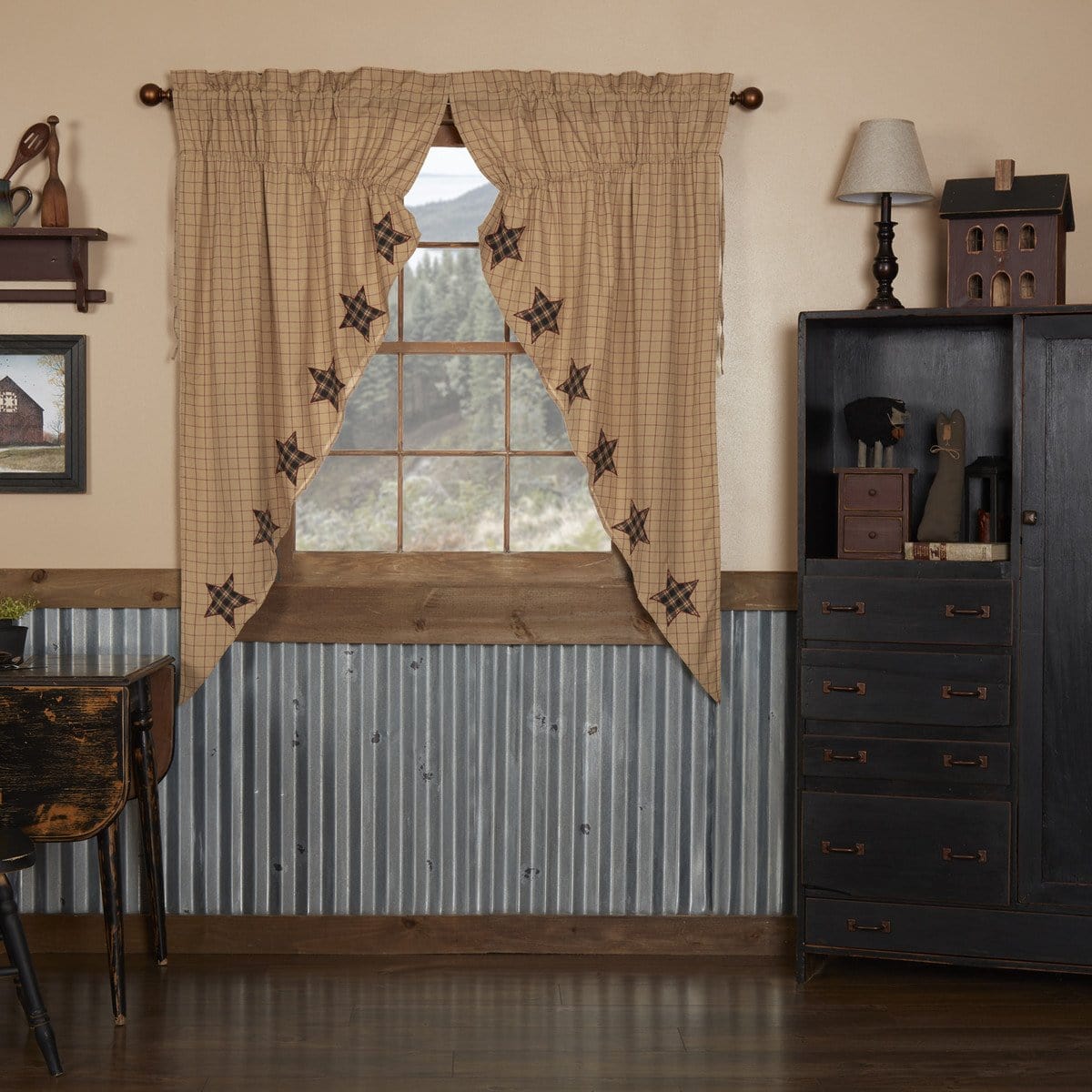 Bingham Star Applique Prairie Curtain