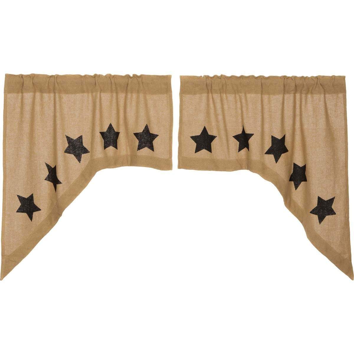 Burlap Natural Black Stencil Star Swag