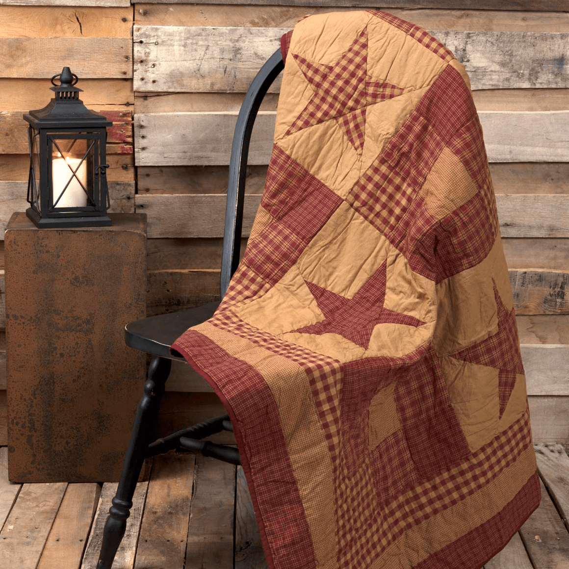 Ninepatch Star Quilted Throw / Wallhanging