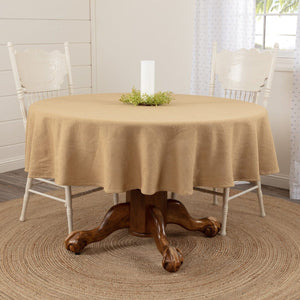 Burlap Natural Round Tablecloth