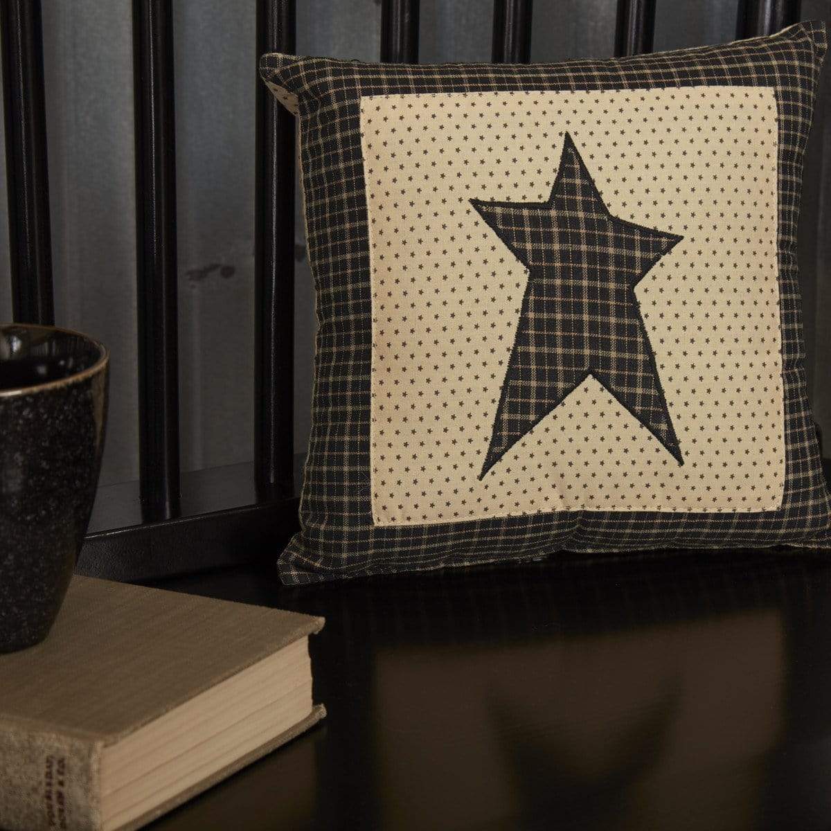 Kettle Grove Black Star Mini Pillow