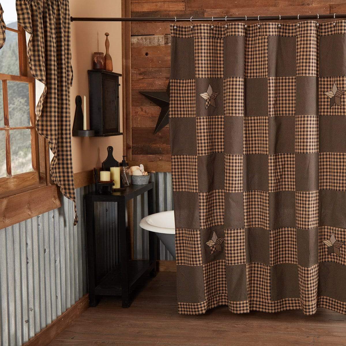 Farmhouse Star Patchwork Shower Curtain