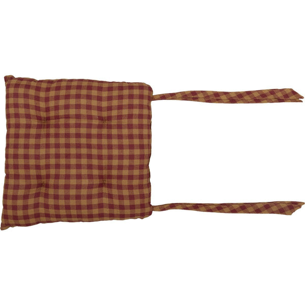 Burgundy Check Chair Pad Retro Barn Country Linens   841985081468 Main 001 600x 