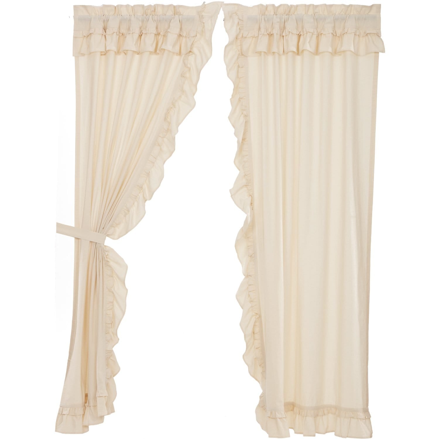 Muslin Ruffled 84" Panel Set in Unbleached Natural