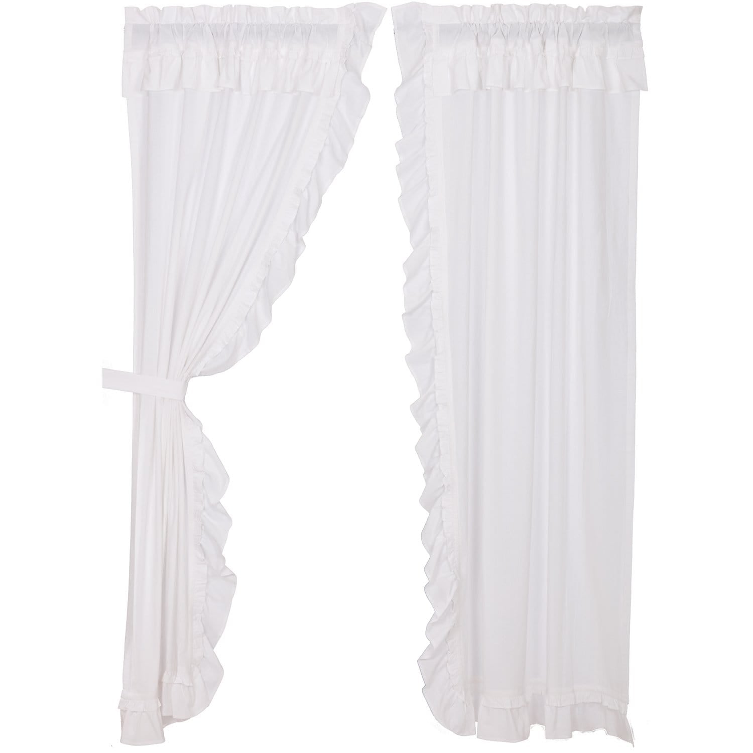 Muslin Ruffled Bleached White 84" Panel Set