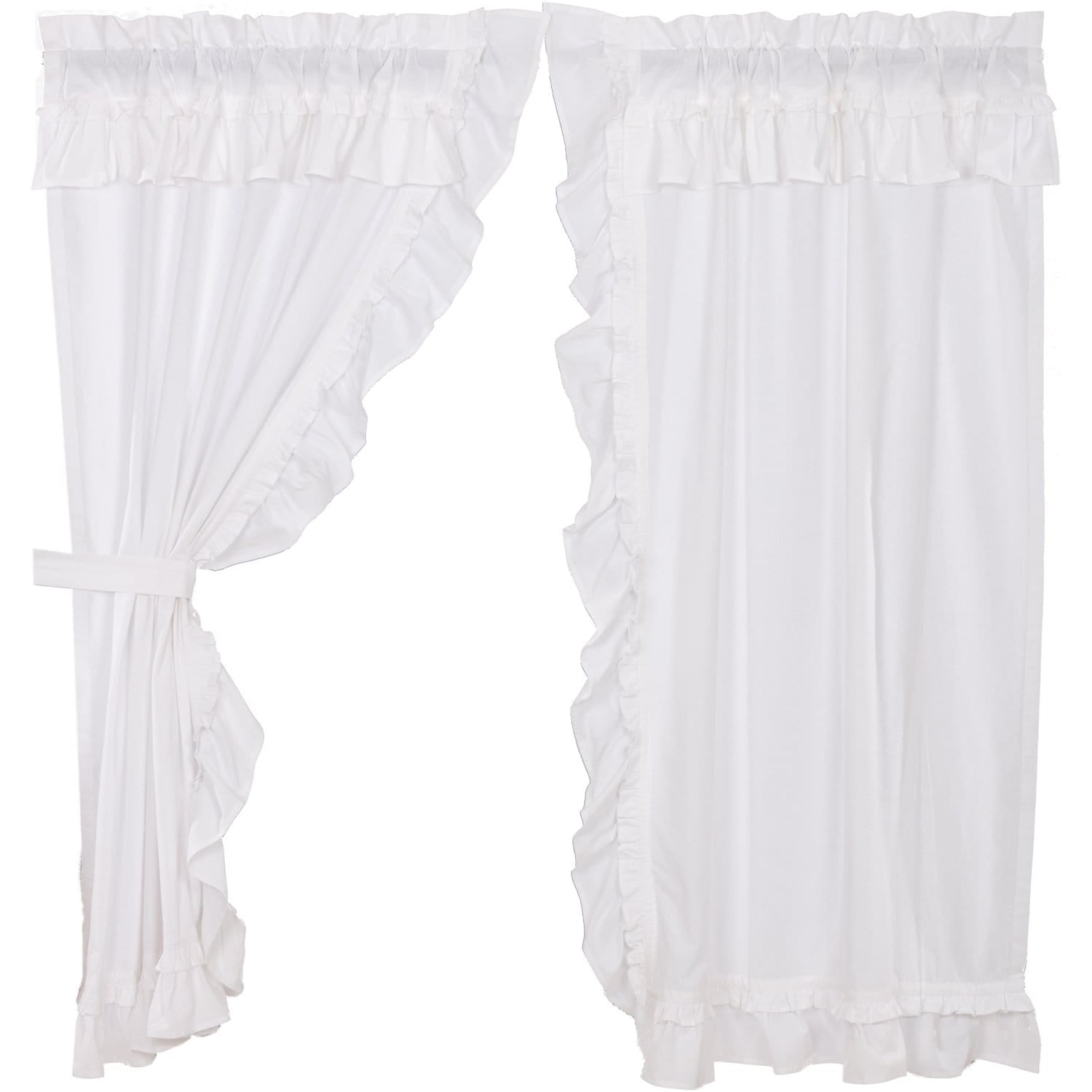 Muslin Ruffled Bleached White 63" Panel Set