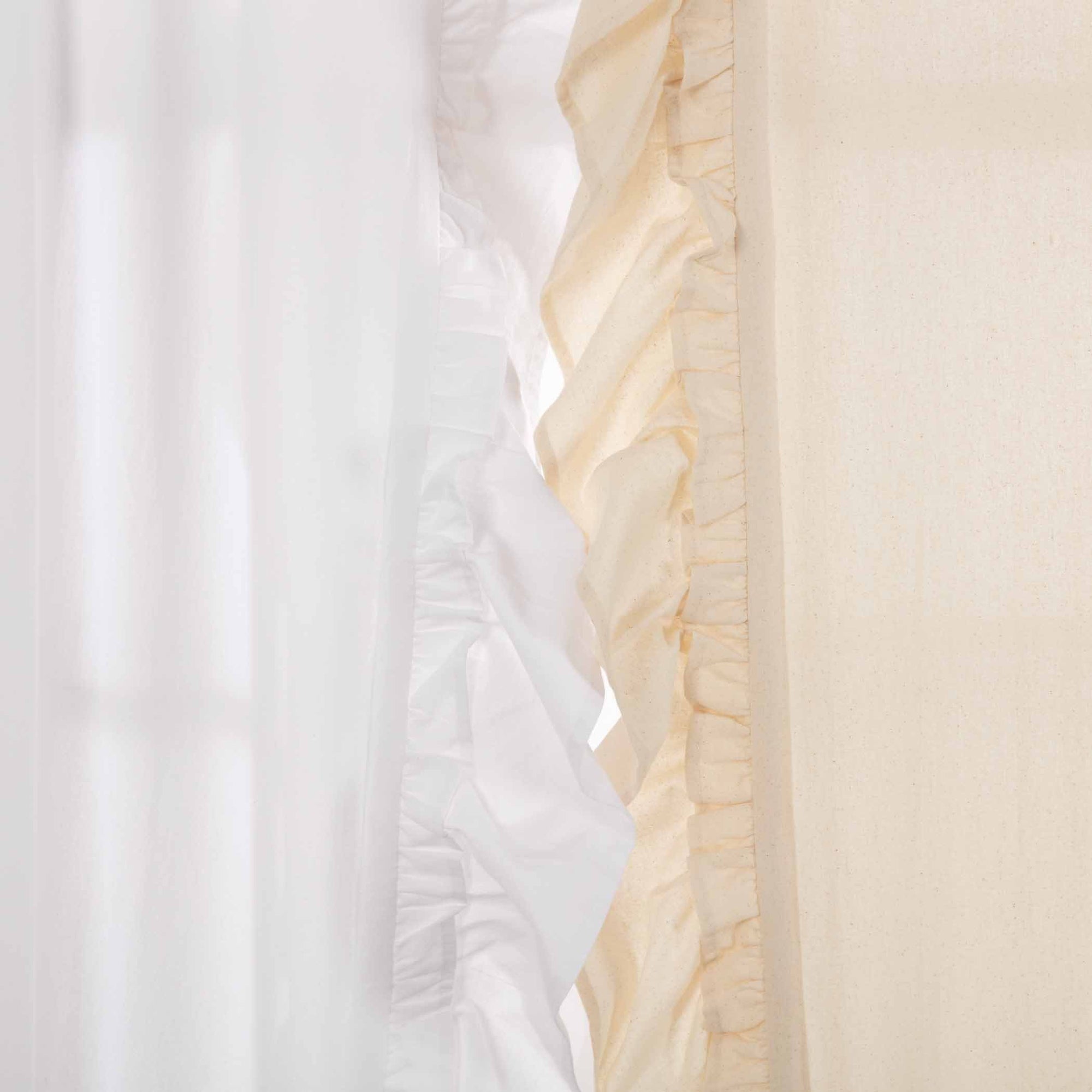 Muslin Ruffled Bleached White 63" Panel Set