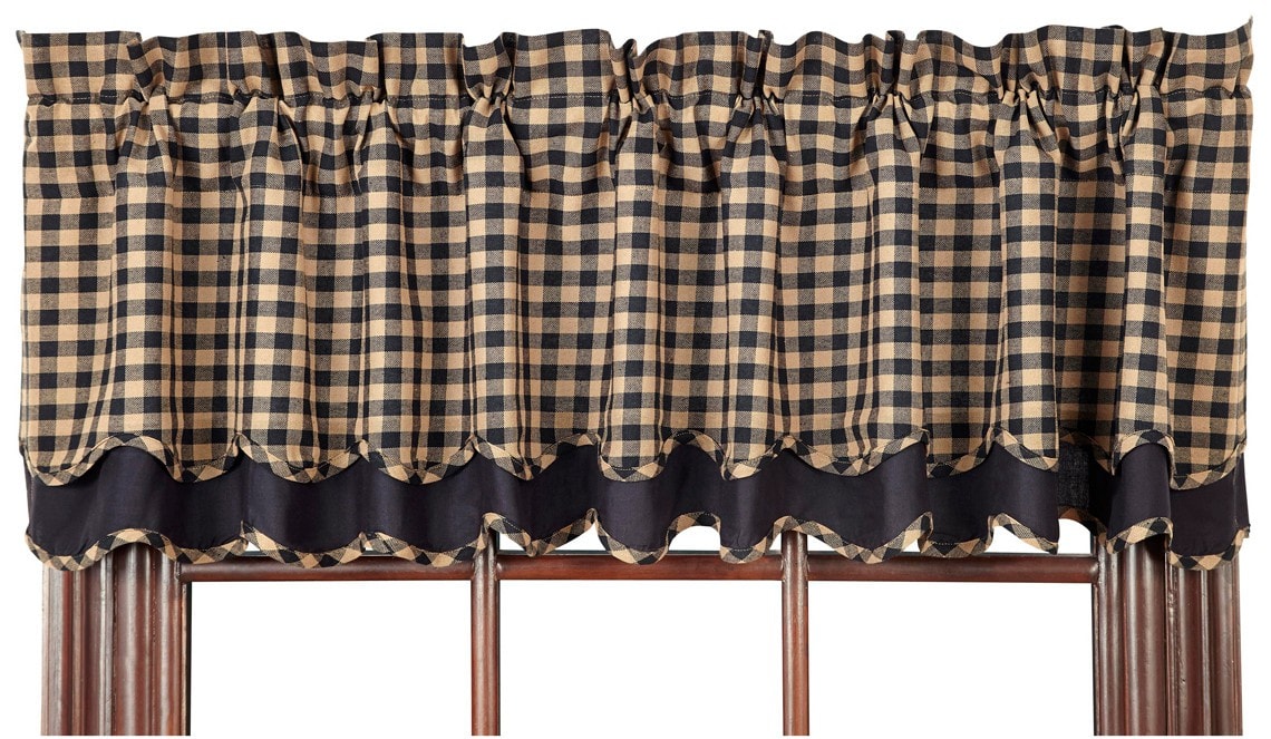 Black Check Layered Valance