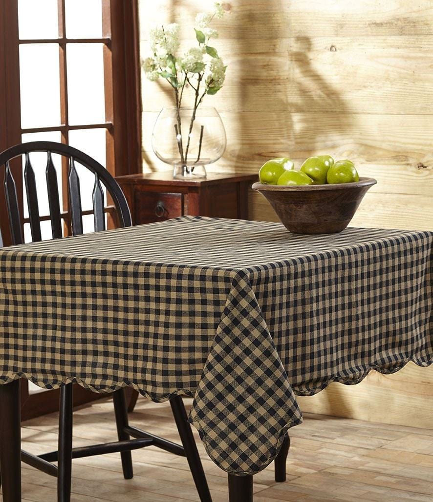 Black Check Round Tablecloth