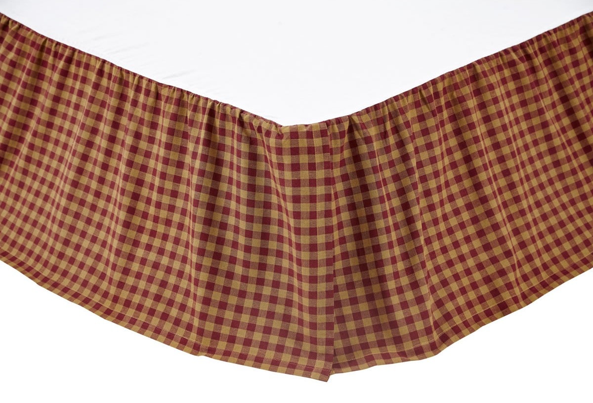 Burgundy Check Bedskirt 16"