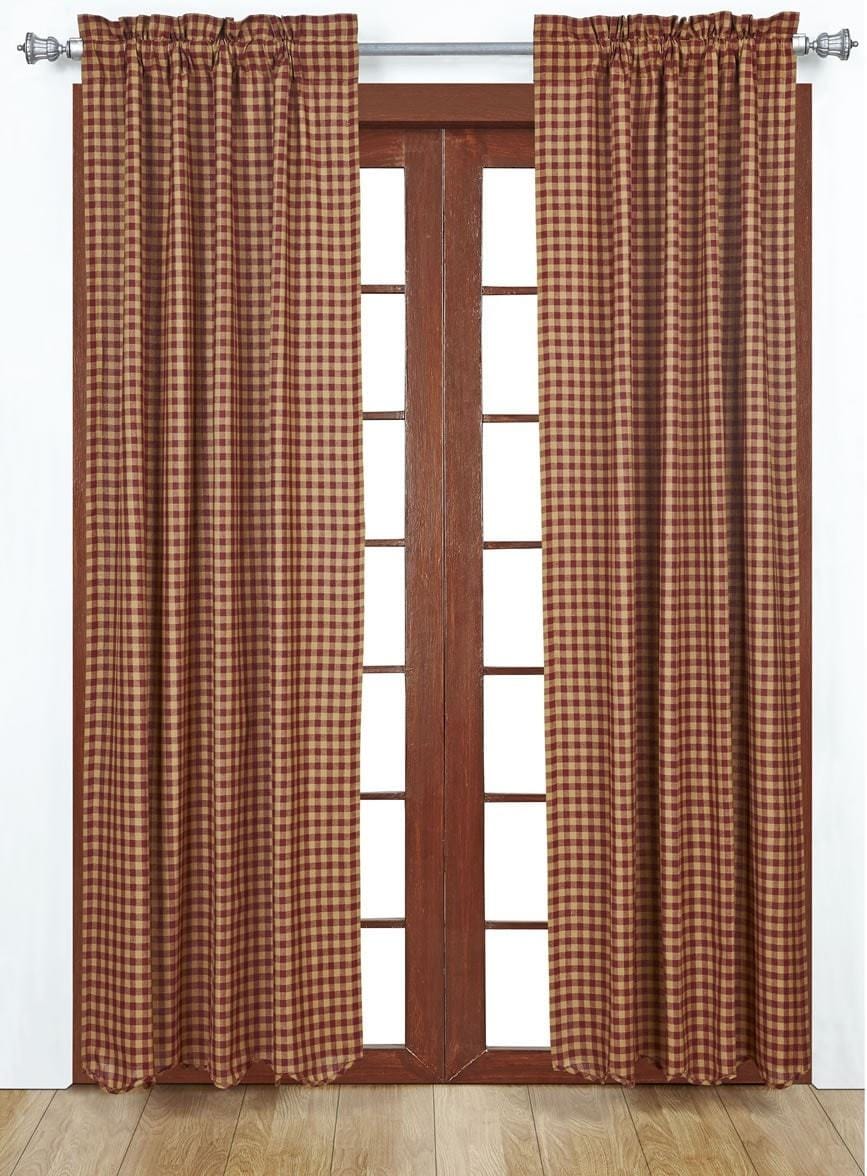 Burgundy Check 84" Panel Set