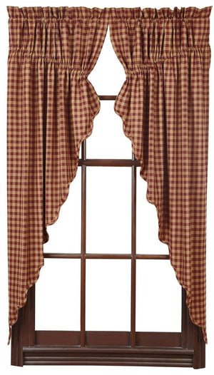 Burgundy Check Prairie Curtain