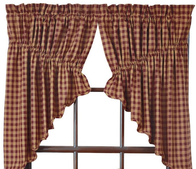 Burgundy Check Prairie Swag