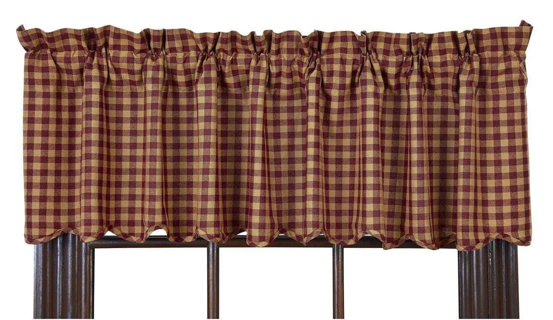 Burgundy Check Valance