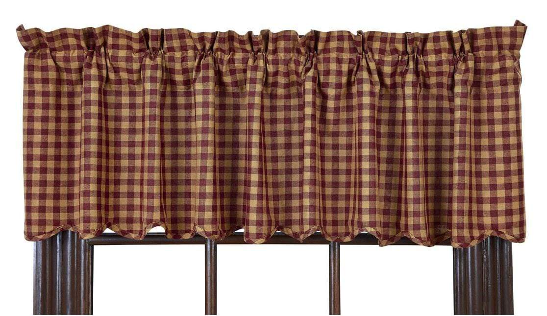 VHC BRANDS Abilene Patch Block And Star 72 In. L X 20 In. W Cotton Valance In Burgundy Dark Brown Tan 50807 VHC BRANDS Abilene Patch Block And Star 72 In. L X 20 In. W Cotton Valance In Burgundy Dark Brown Tan 50807
