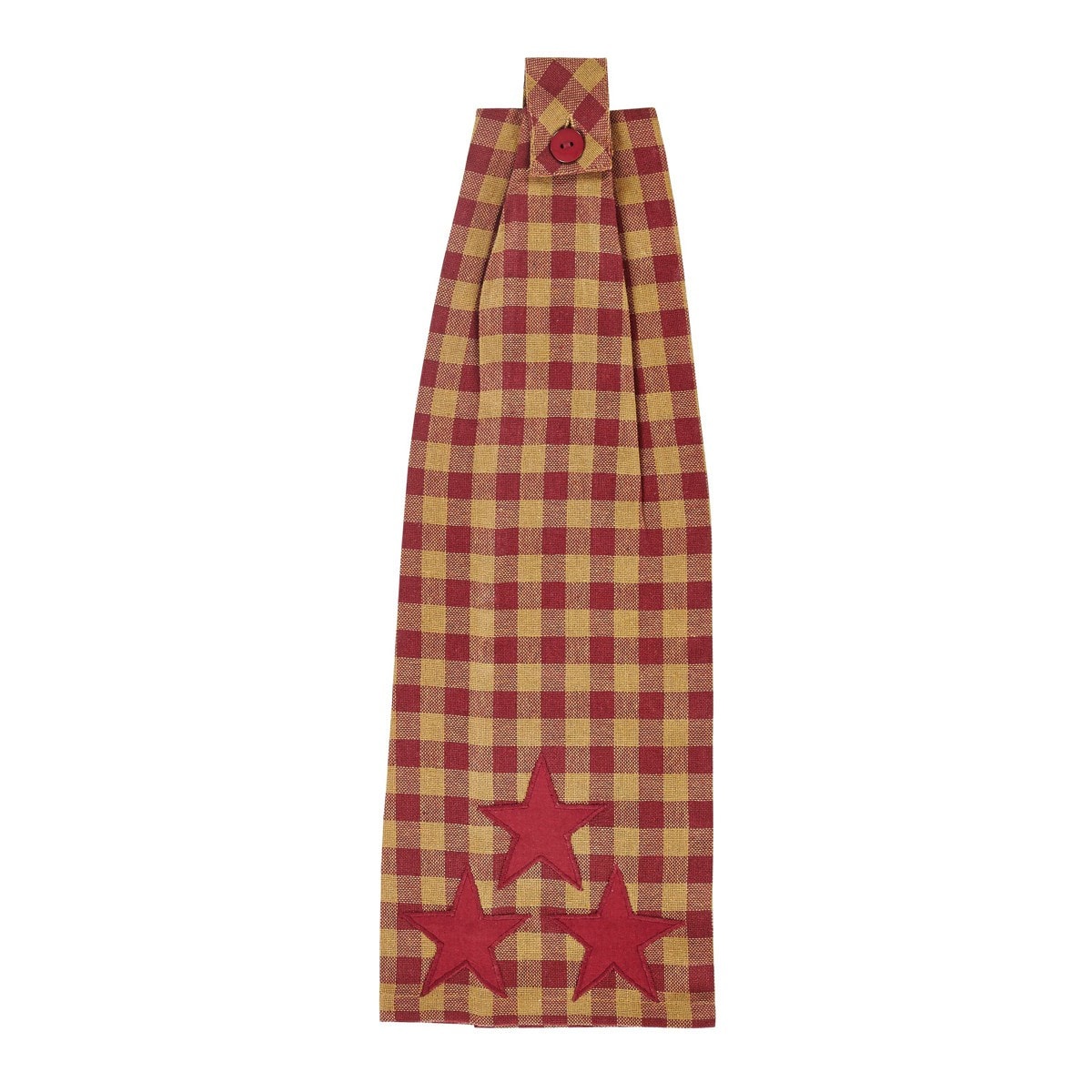 Burgundy Star Button Loop Kitchen Towel
