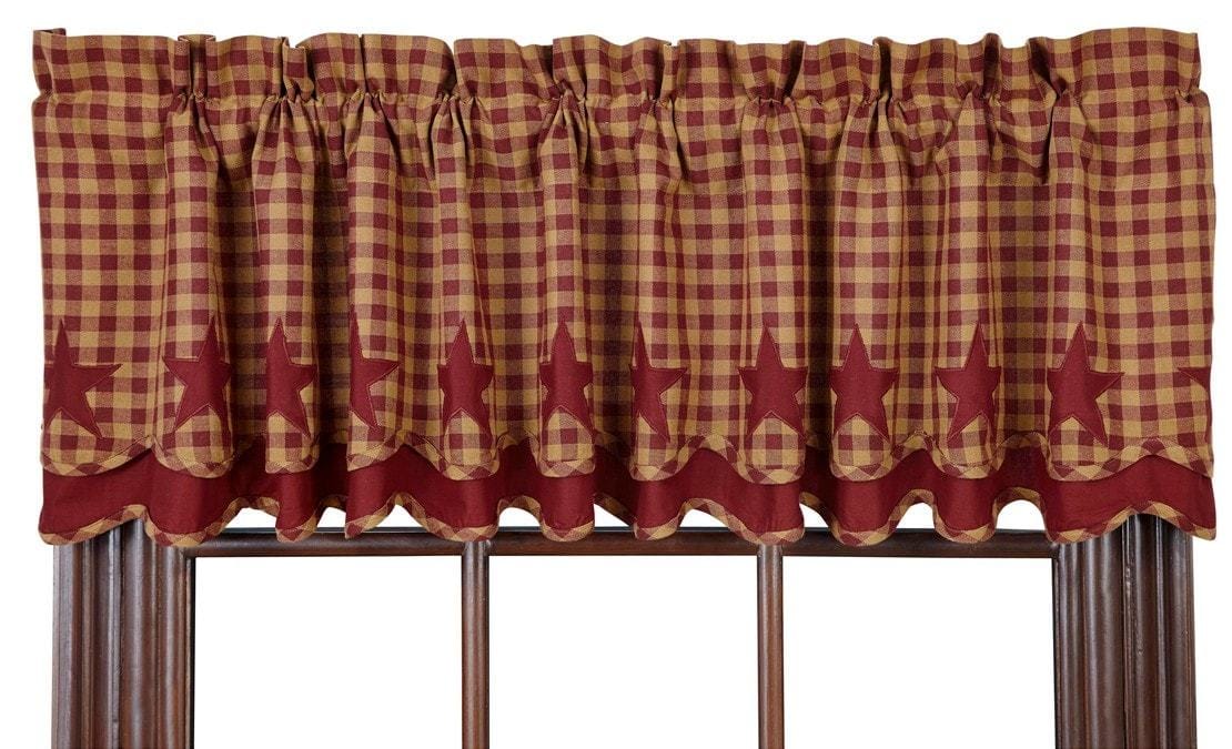 Burgundy Star Layered Valance