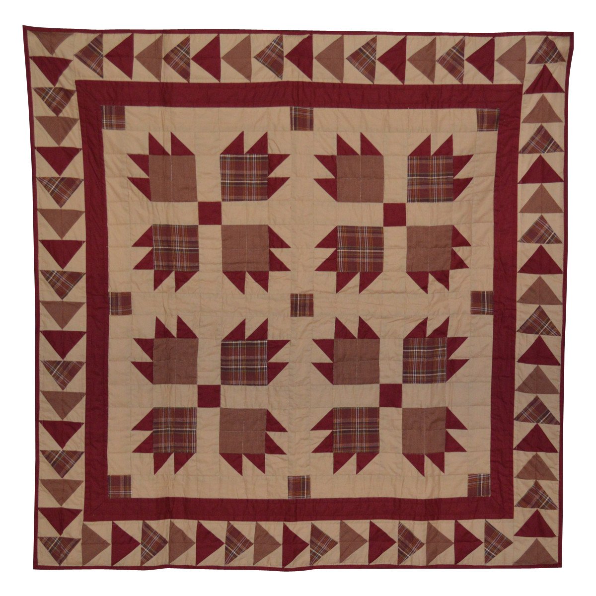 Burgundy Bear's Paw Mini Quilt - Table Topper/ Wall Hanging