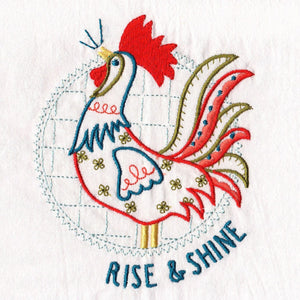 Rise and Shine Embroidered Tea Towel