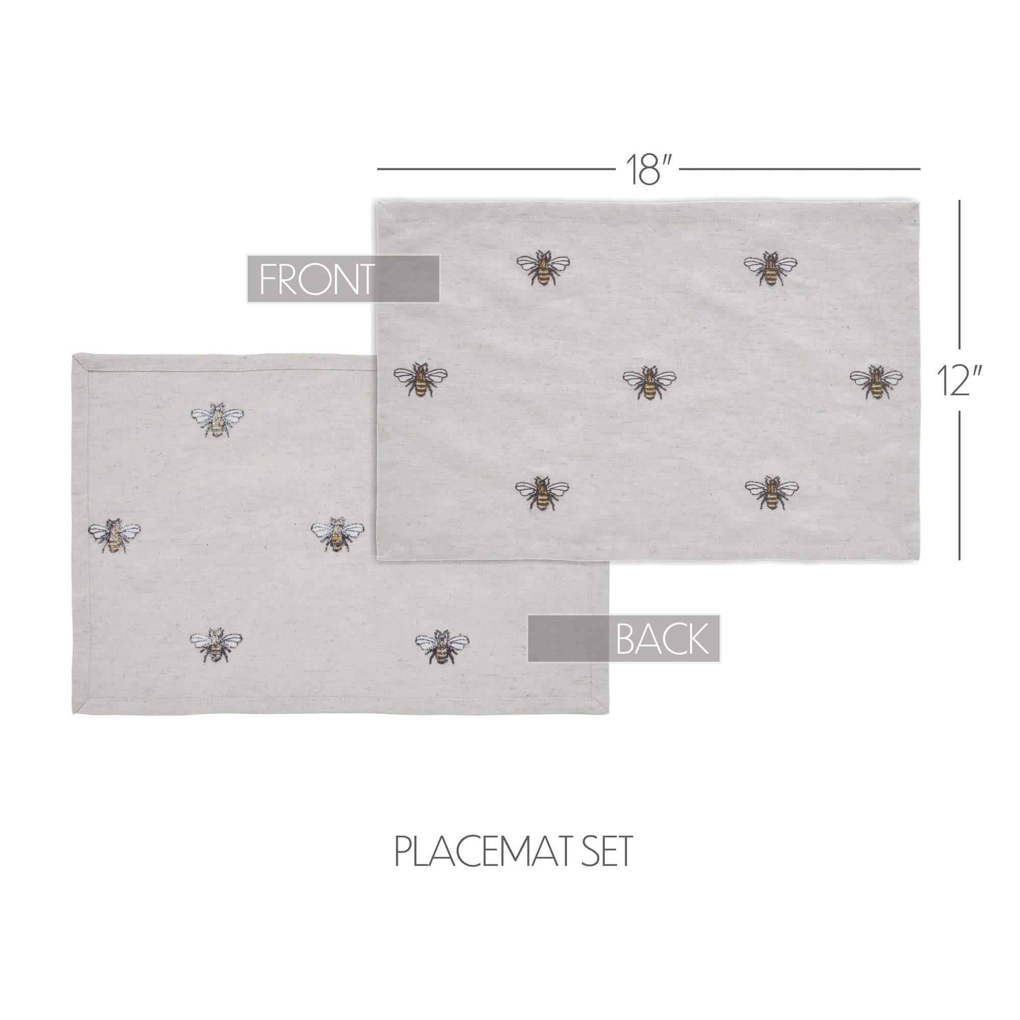 Embroidered Bee Placemat Set of 6