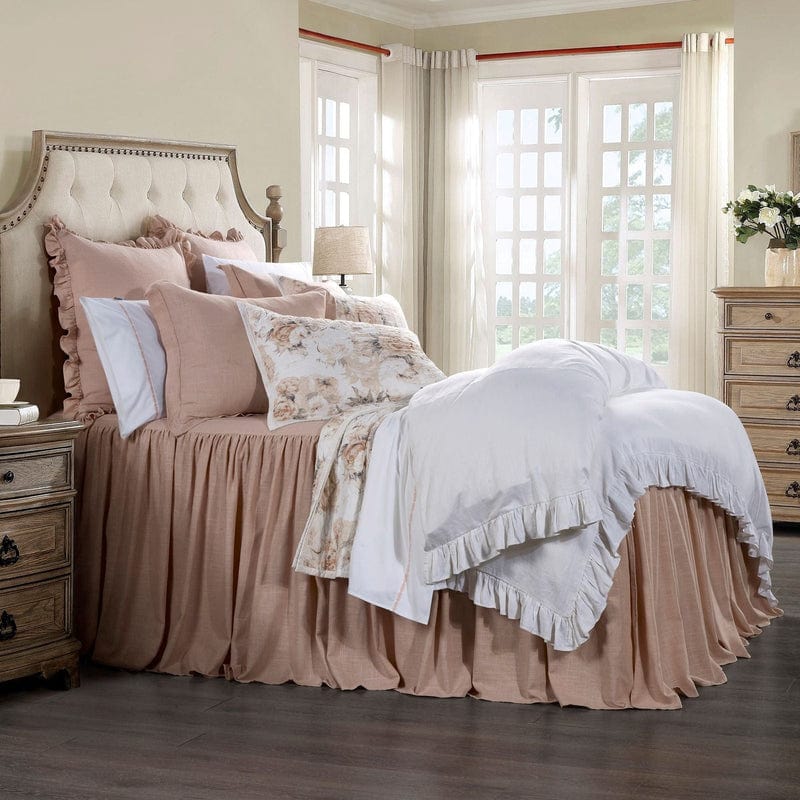 Luna Washed Linen Bedspread Set in Blush