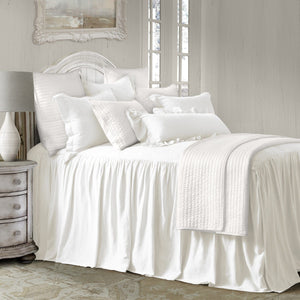 Luna Washed Linen Bedspread Set in White