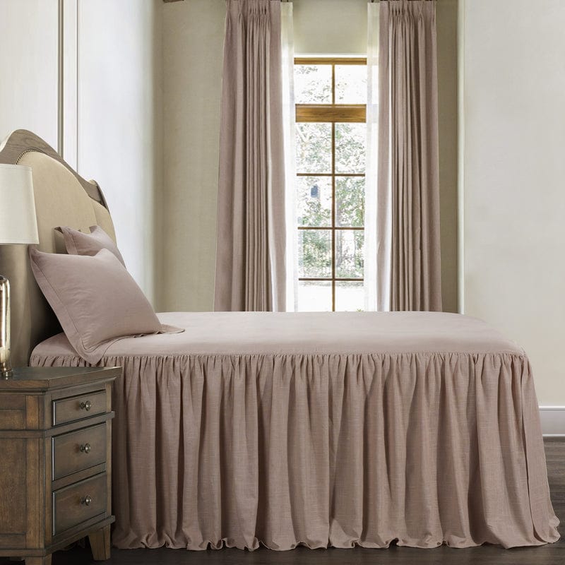 Luna Washed Linen Bedspread Set in Blush